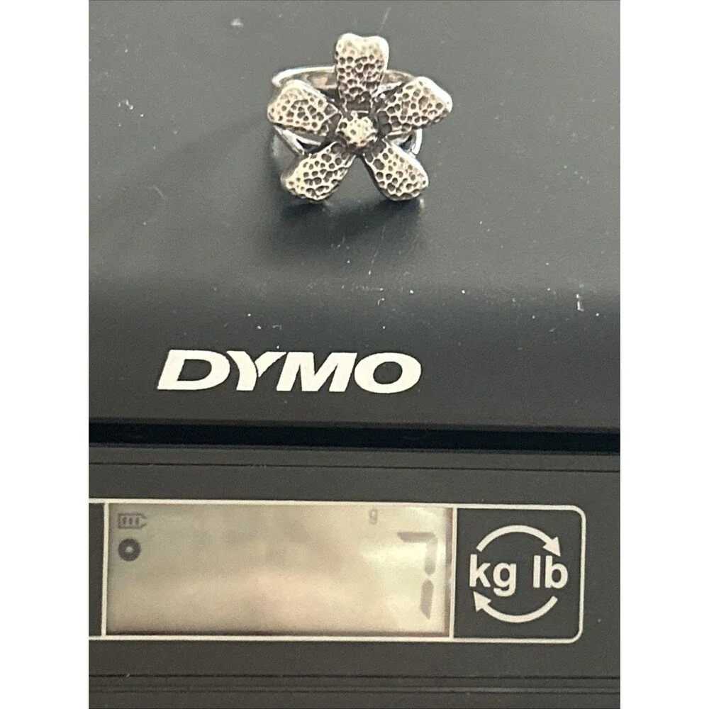 Silpada Textured Silver Floral Ring Sterlibg Silver - Picture 6 of 6